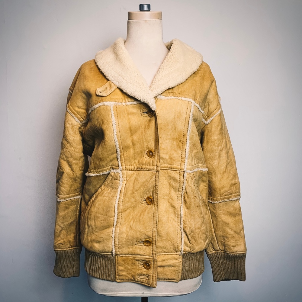 Vintage Shearling Suede Bomber Jacket
